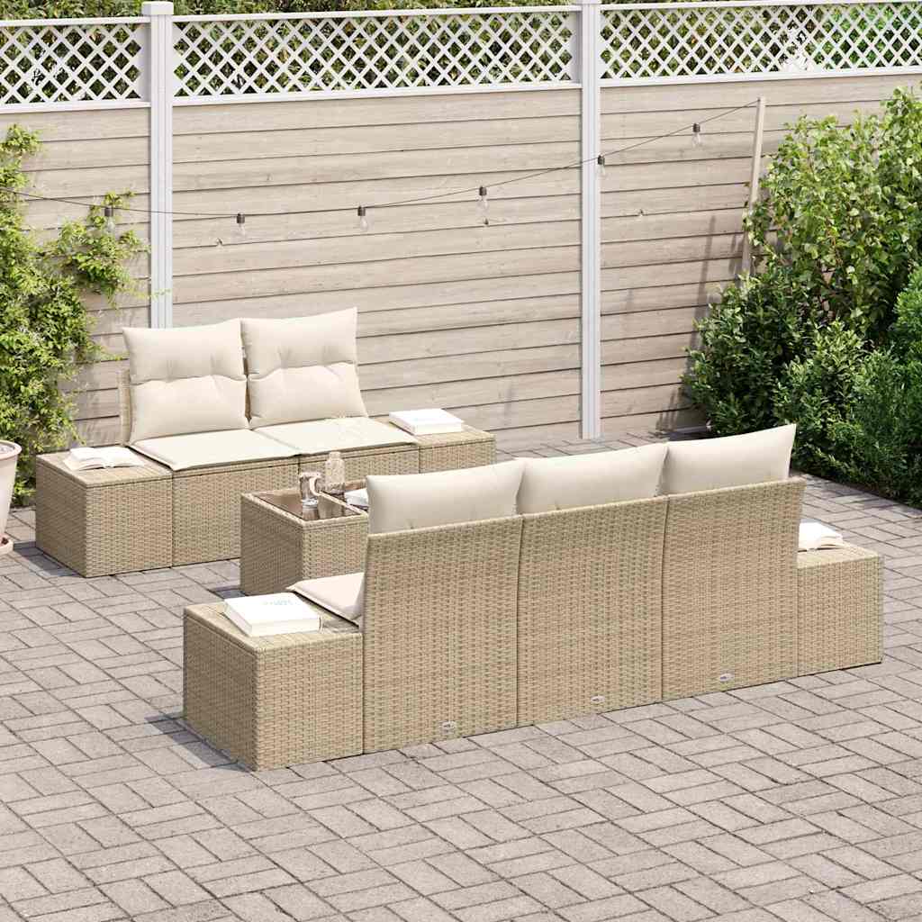 Garten-Sofa-Set 6 pcs Beige und Creme 55 x 55 x 37 cm